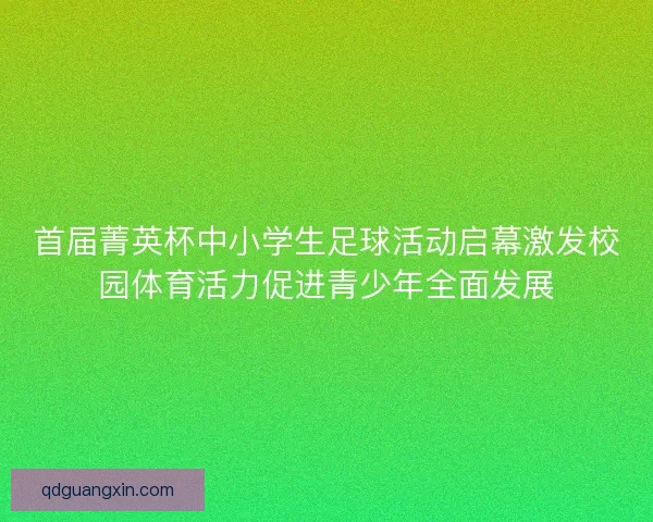 首届菁英杯中小学生足球活动启幕激发校园体育活力促进青少年全面发展
